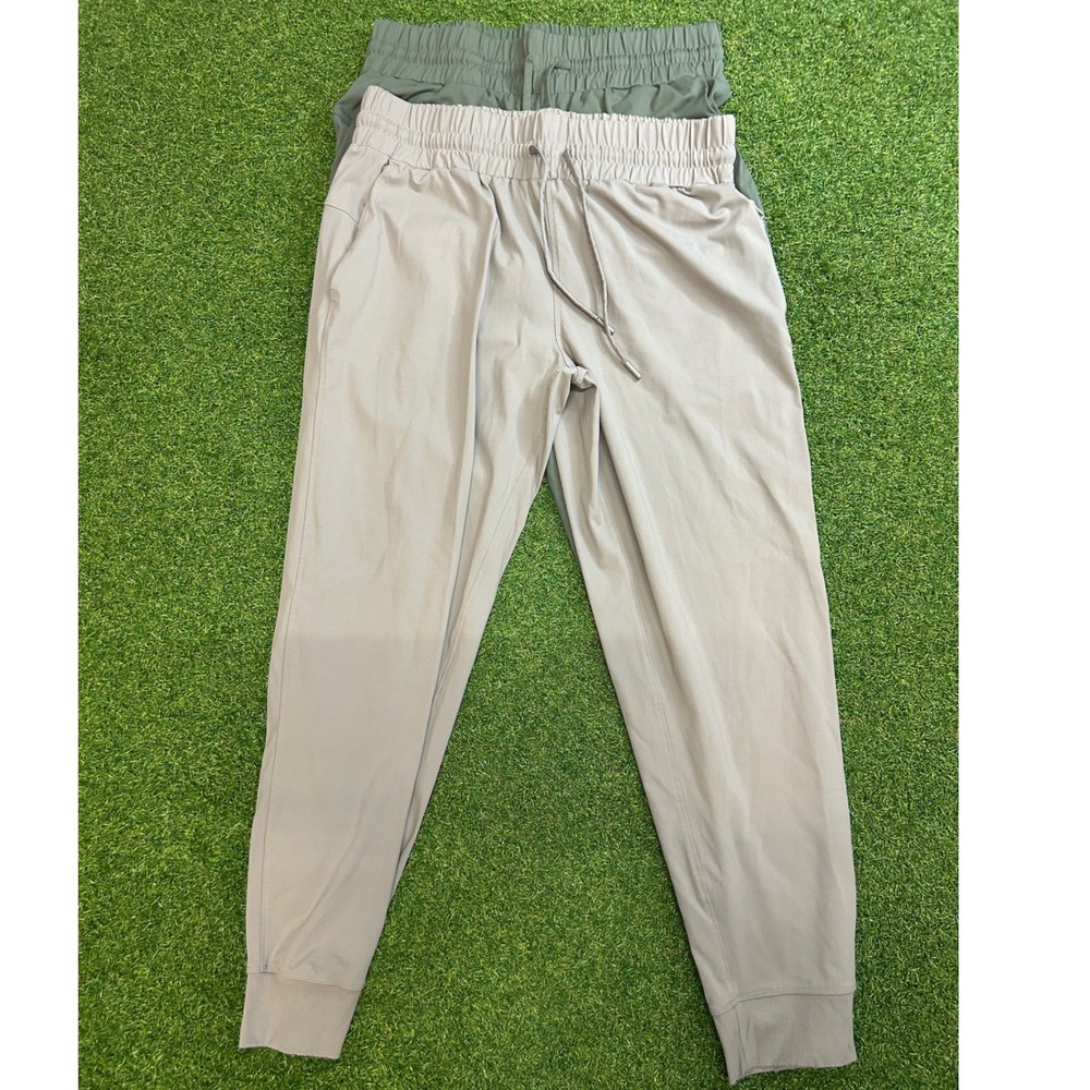 Mens Joggers Bundle Set of 2 Recycled Nylon Spandex Athletic Pants Gray Green L